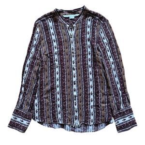 Veronica Beard Elaine Bohemian Paisley Long Sleeve Button Down Blouse Size 8